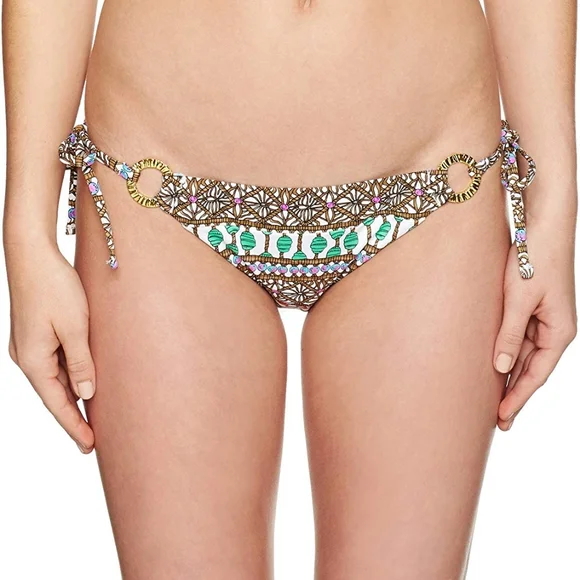 Trina Turk Macrame Keyhole Ring Side Tie Bikini Bottom - Picture 1 of 4
